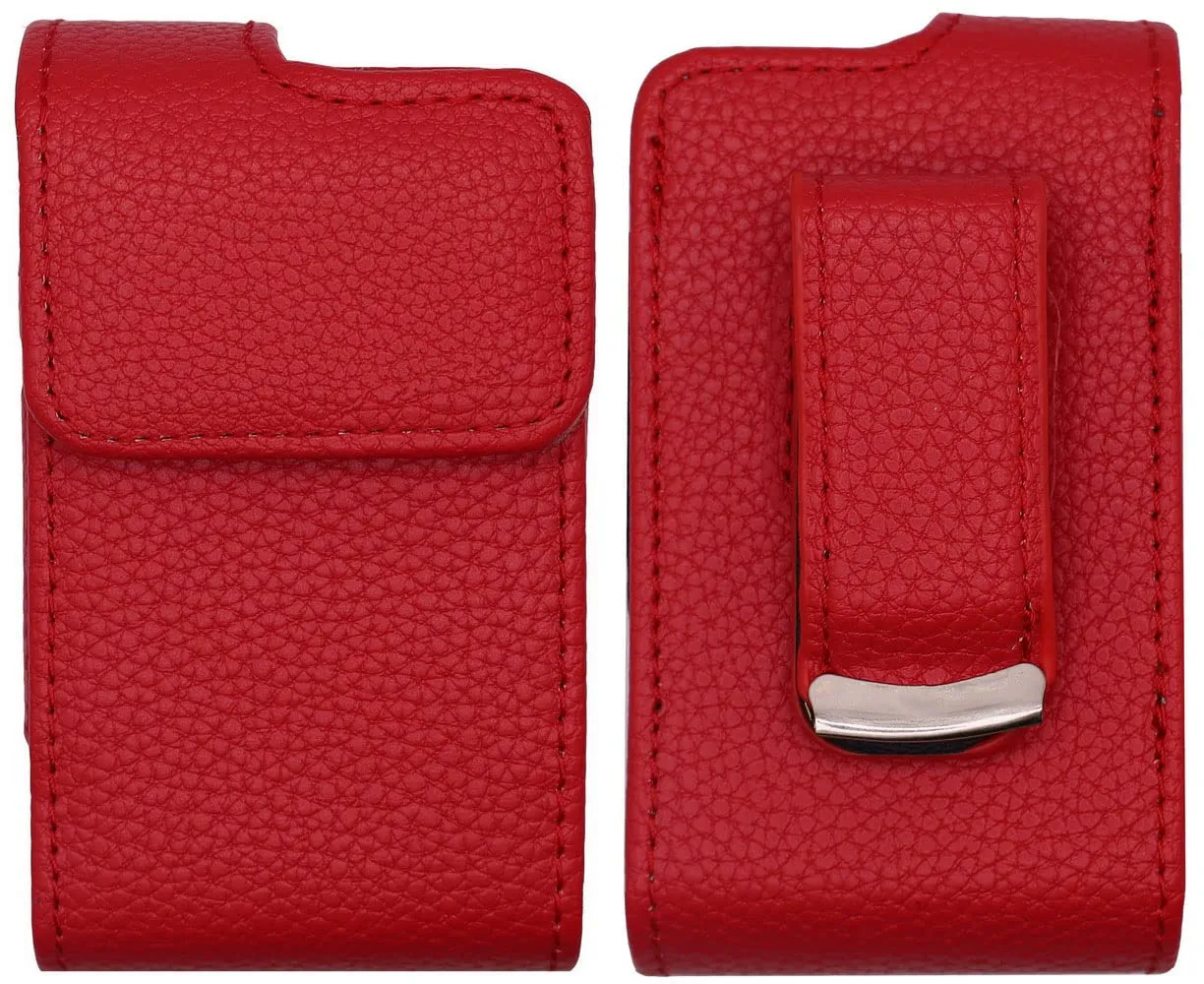 2nd Gen Premium Pouch Case with Belt Clip for Medtronic MiniMed Insulin Pumps (All Models) (Vertical/1-A/RED) Vertical/1-A/RED