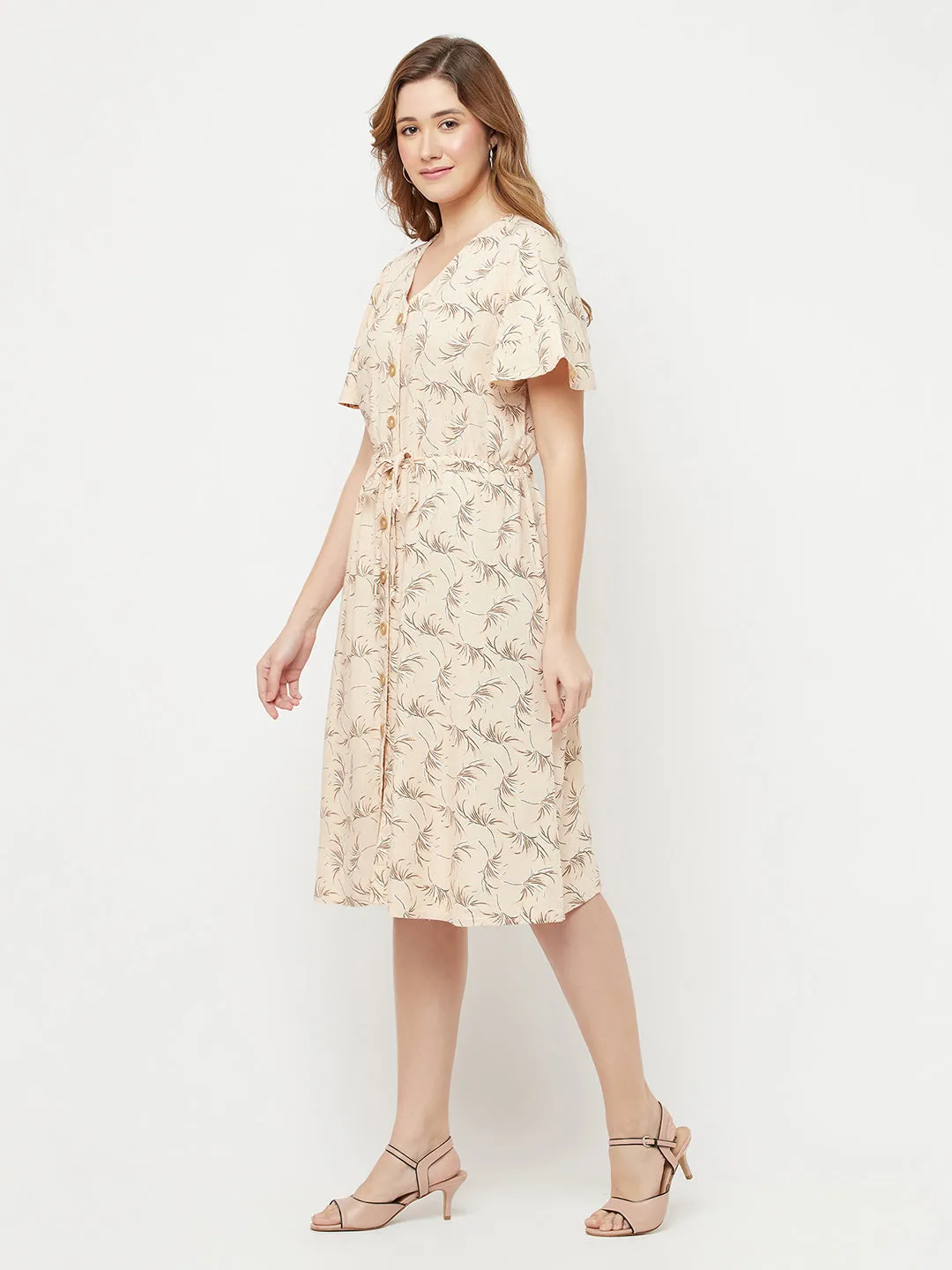 Beige Floral Dress