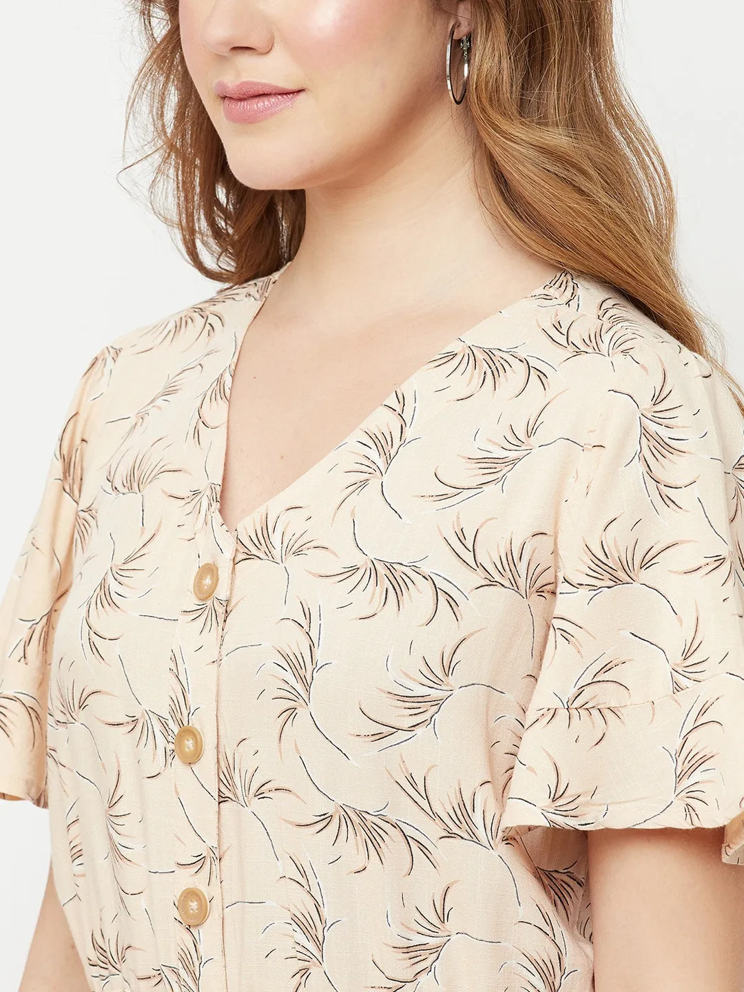 Beige Floral Dress