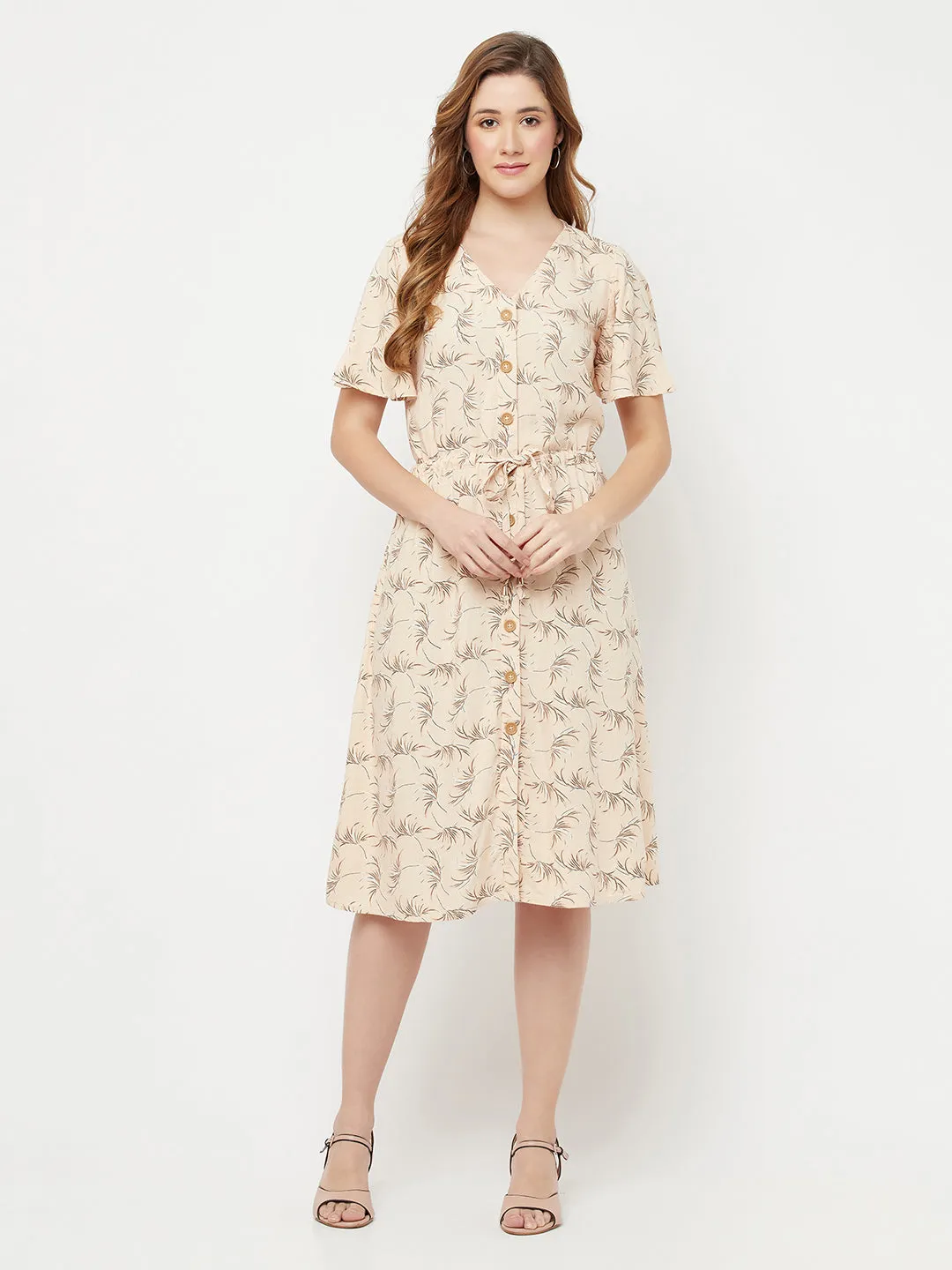 Beige Floral Dress