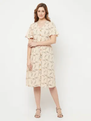 Beige Floral Dress