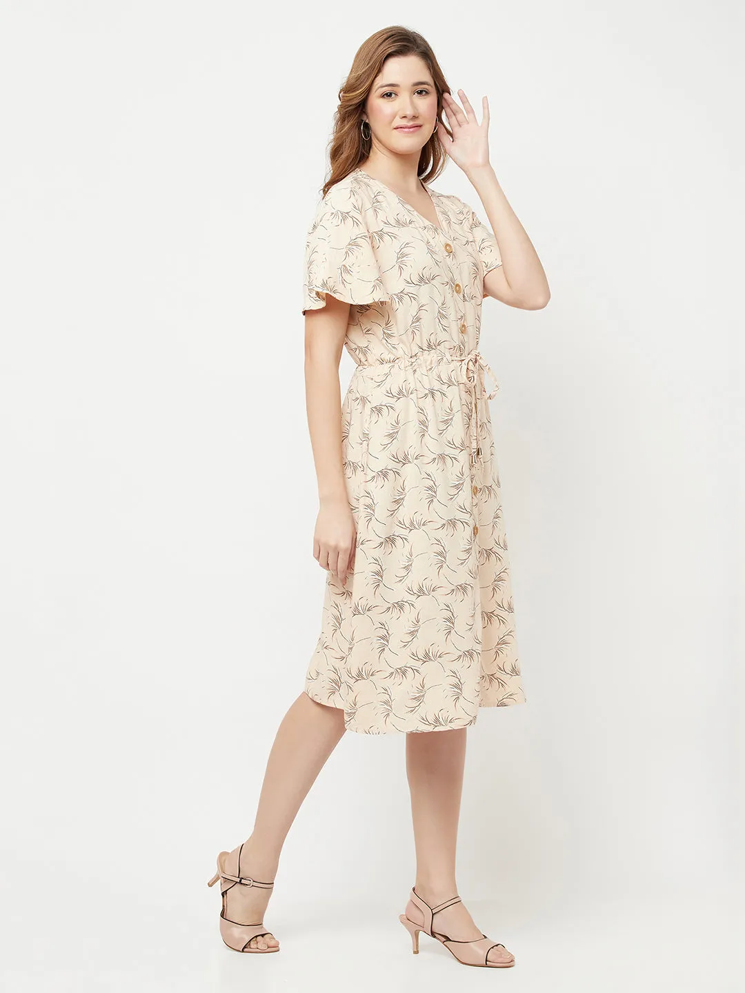Beige Floral Dress