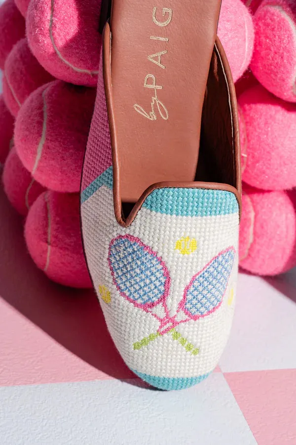 BY PAIGE - NEEDLEPOINT MULE IN TENNIS