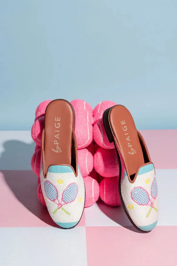 BY PAIGE - NEEDLEPOINT MULE IN TENNIS