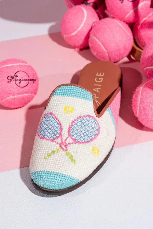 BY PAIGE - NEEDLEPOINT MULE IN TENNIS