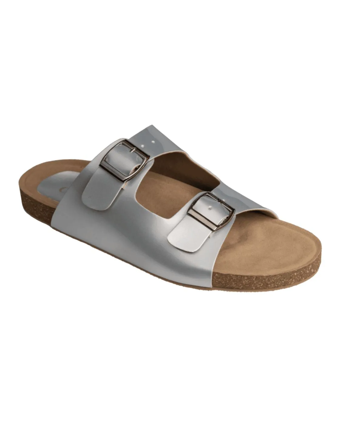 Chere Comfort Chic Dual-Buckle Slip-On Sandals – Beige