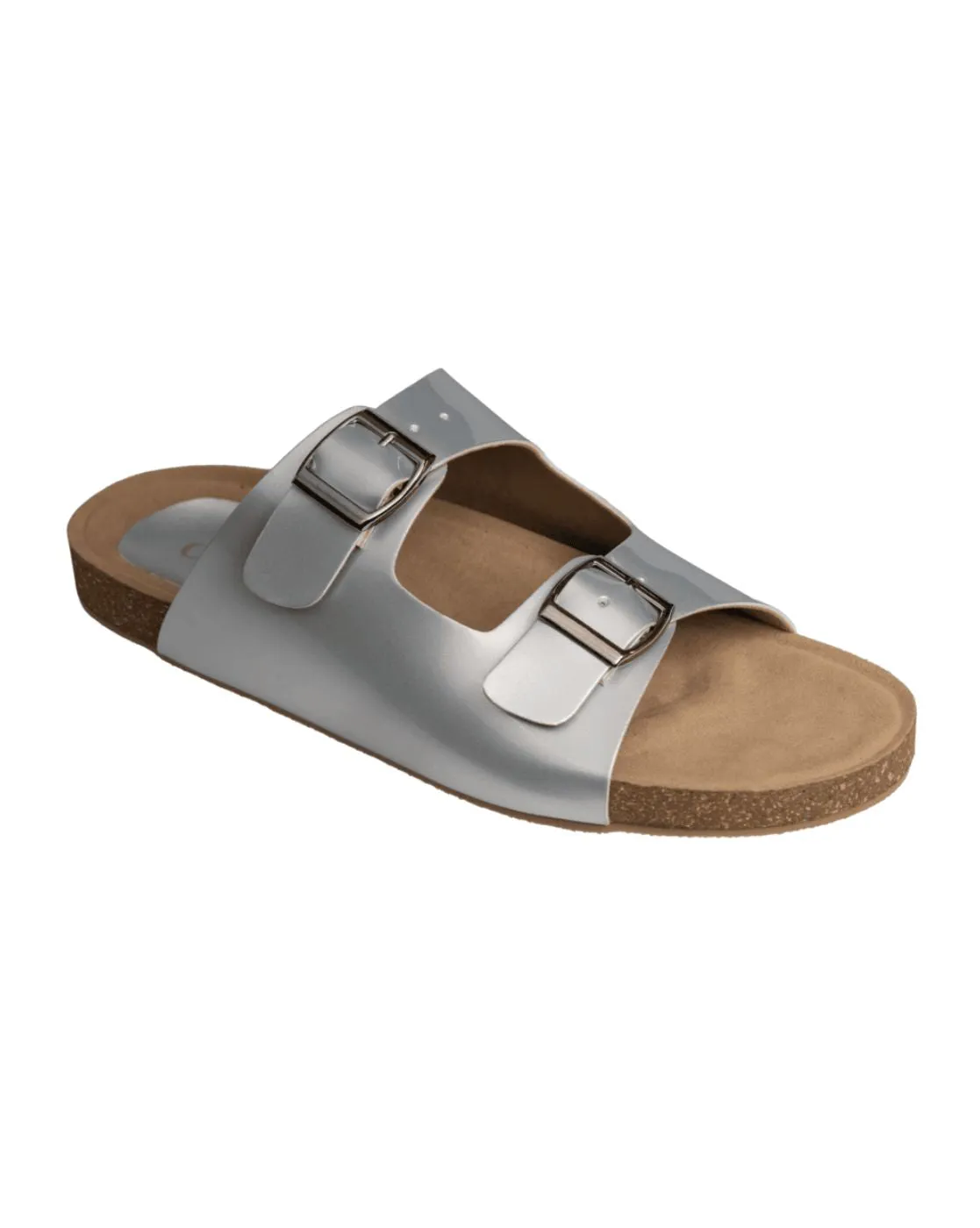 Chere Comfort Chic Dual-Buckle Slip-On Sandals – Beige