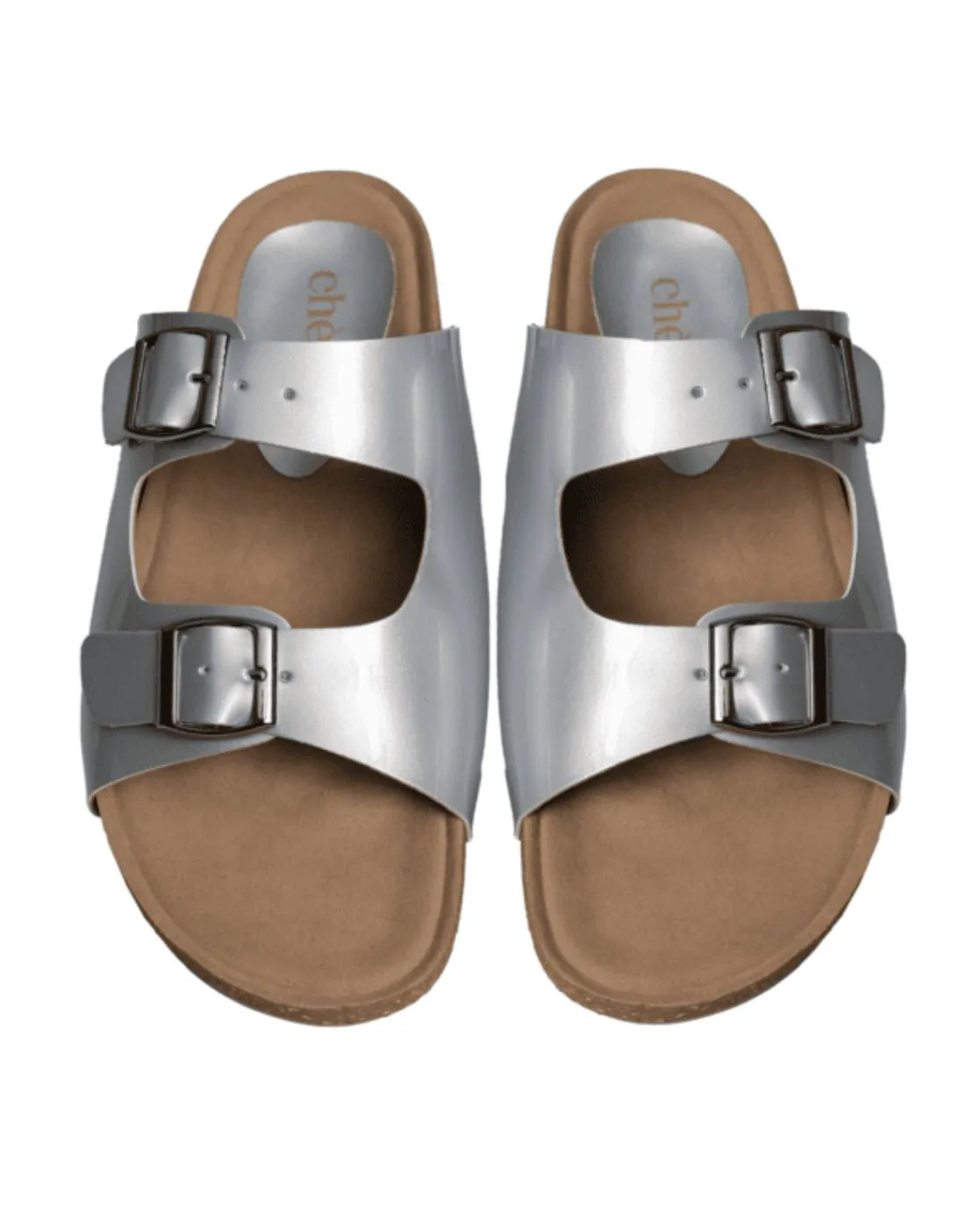 Chere Comfort Chic Dual-Buckle Slip-On Sandals – Beige
