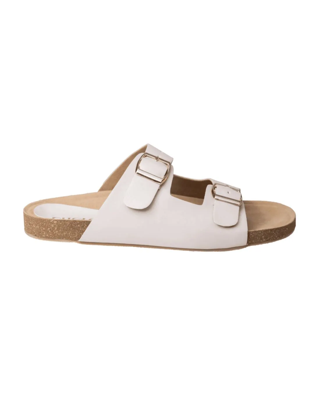 Chere Comfort Chic Dual-Buckle Slip-On Sandals – Beige