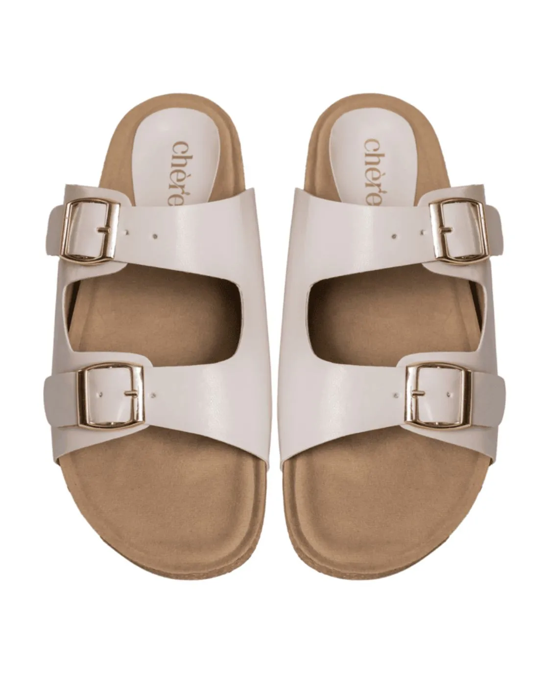 Chere Comfort Chic Dual-Buckle Slip-On Sandals – Beige