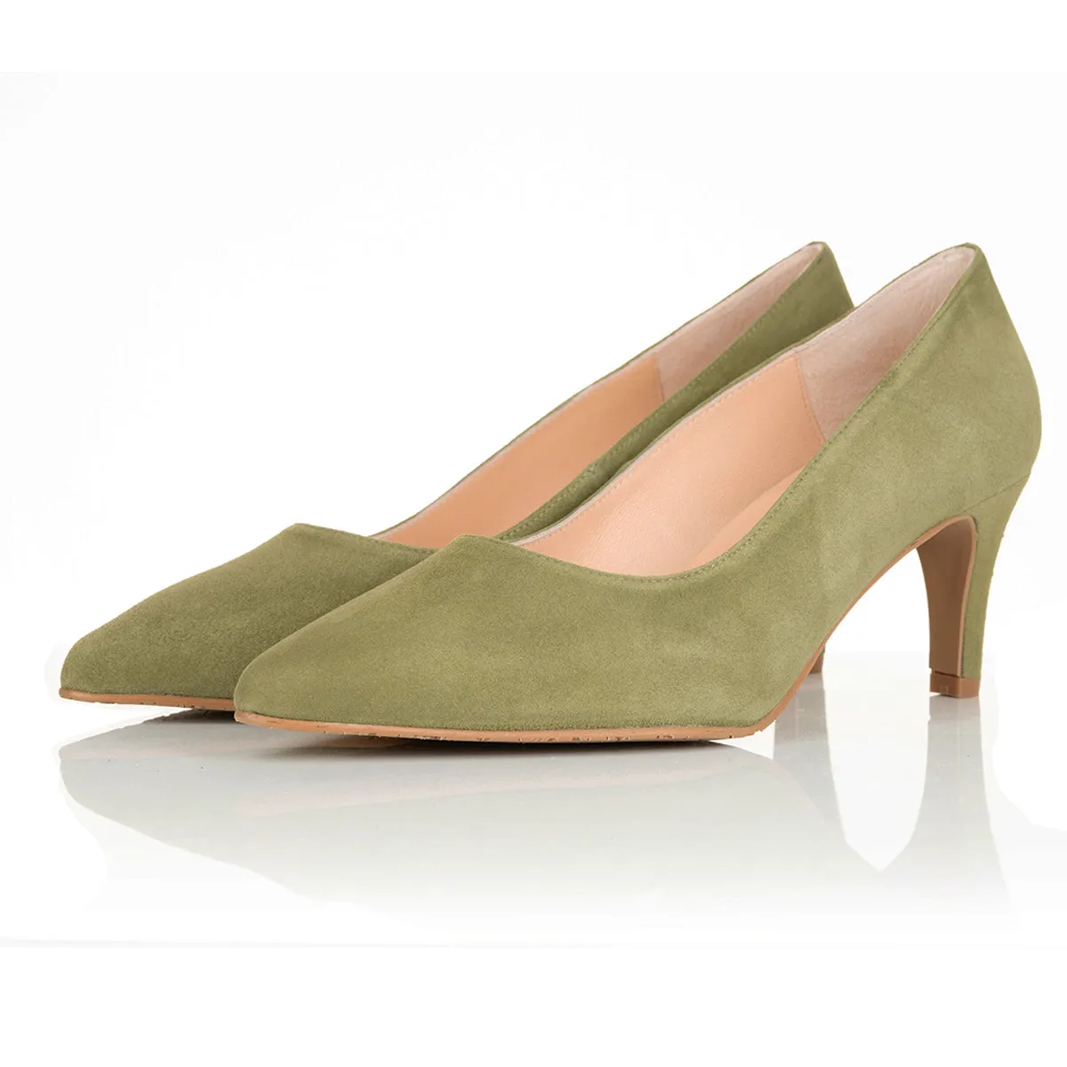 Eve Wide Width Pumps – Olive Green Suede