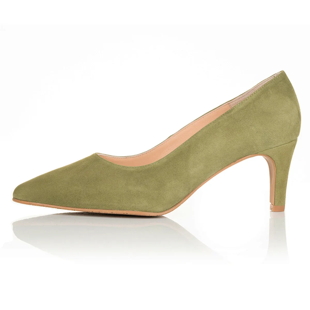 Eve Wide Width Pumps – Olive Green Suede