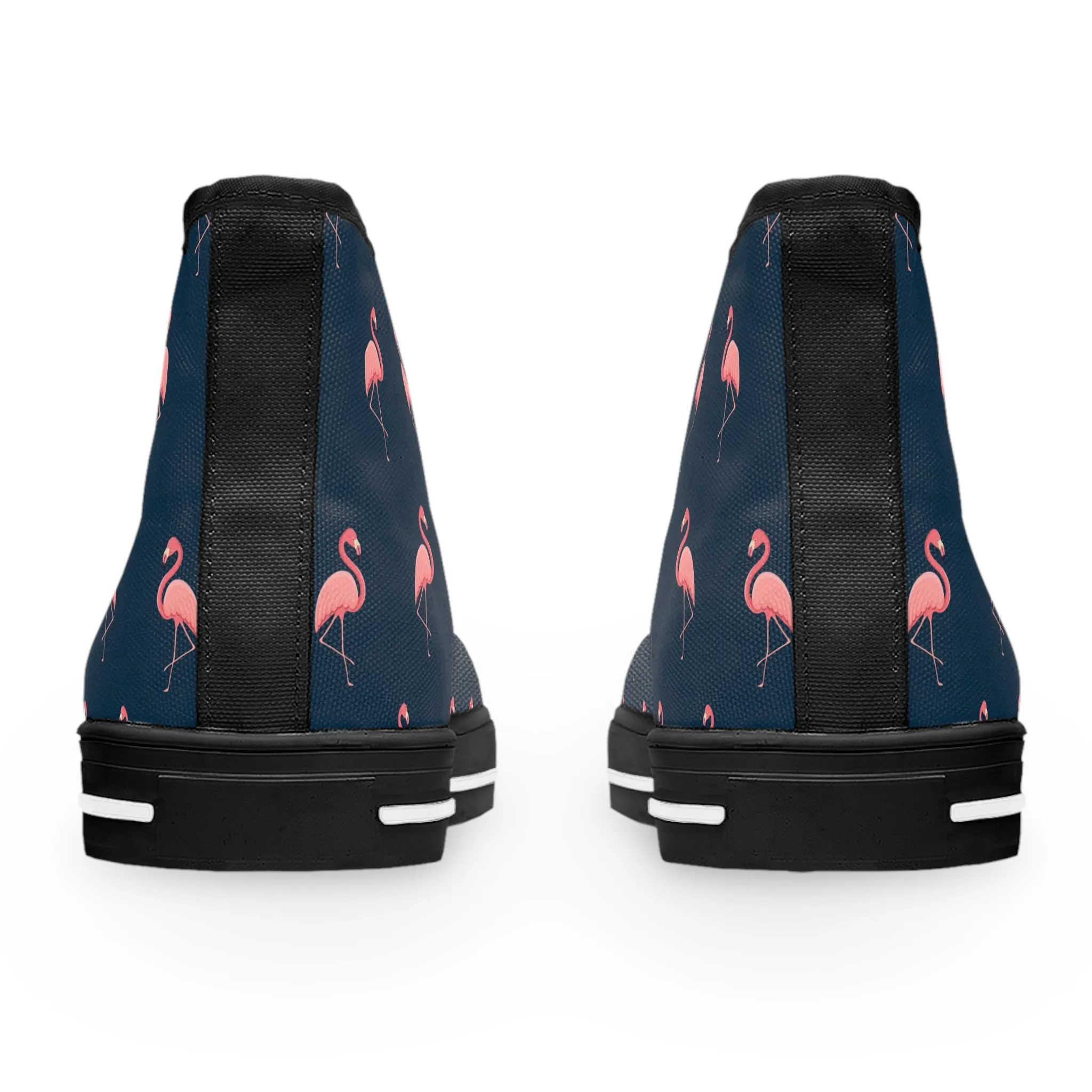Flamingo Blue Background Women's High Top Sneakers