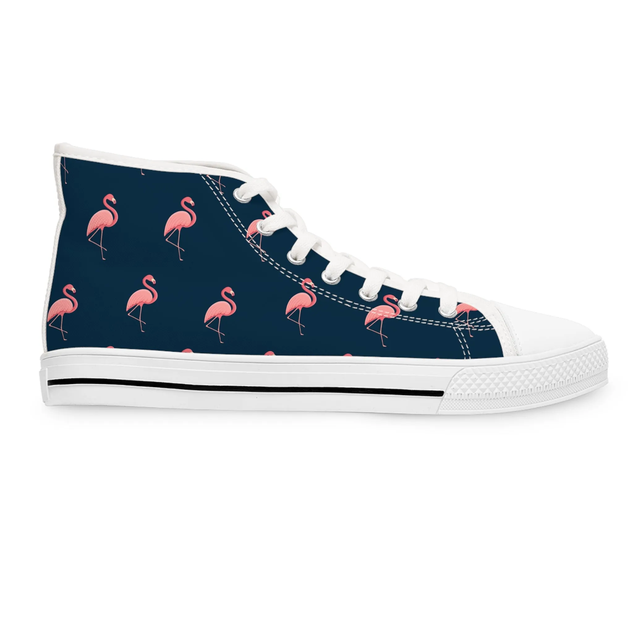 Flamingo Blue Background Women's High Top Sneakers