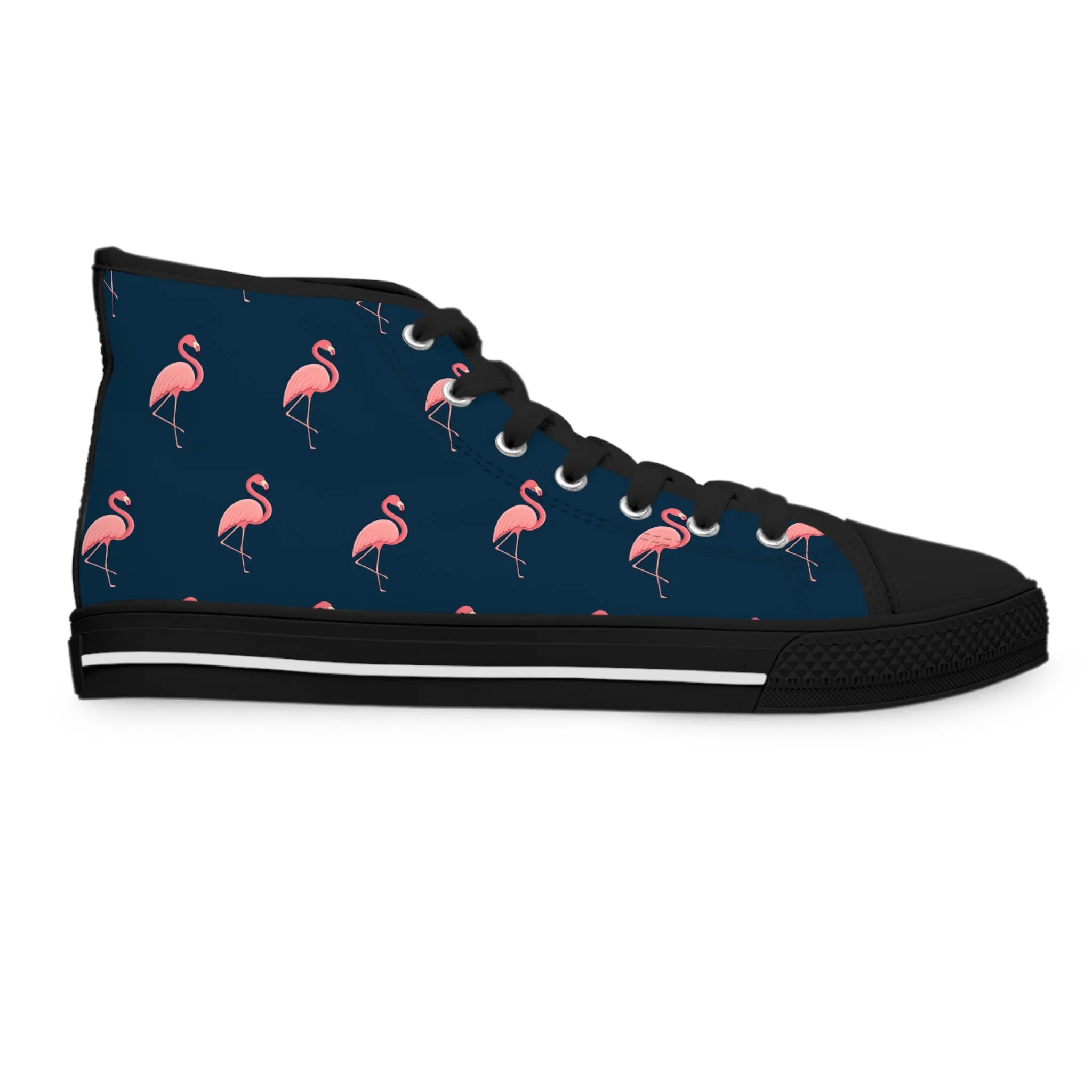 Flamingo Blue Background Women's High Top Sneakers