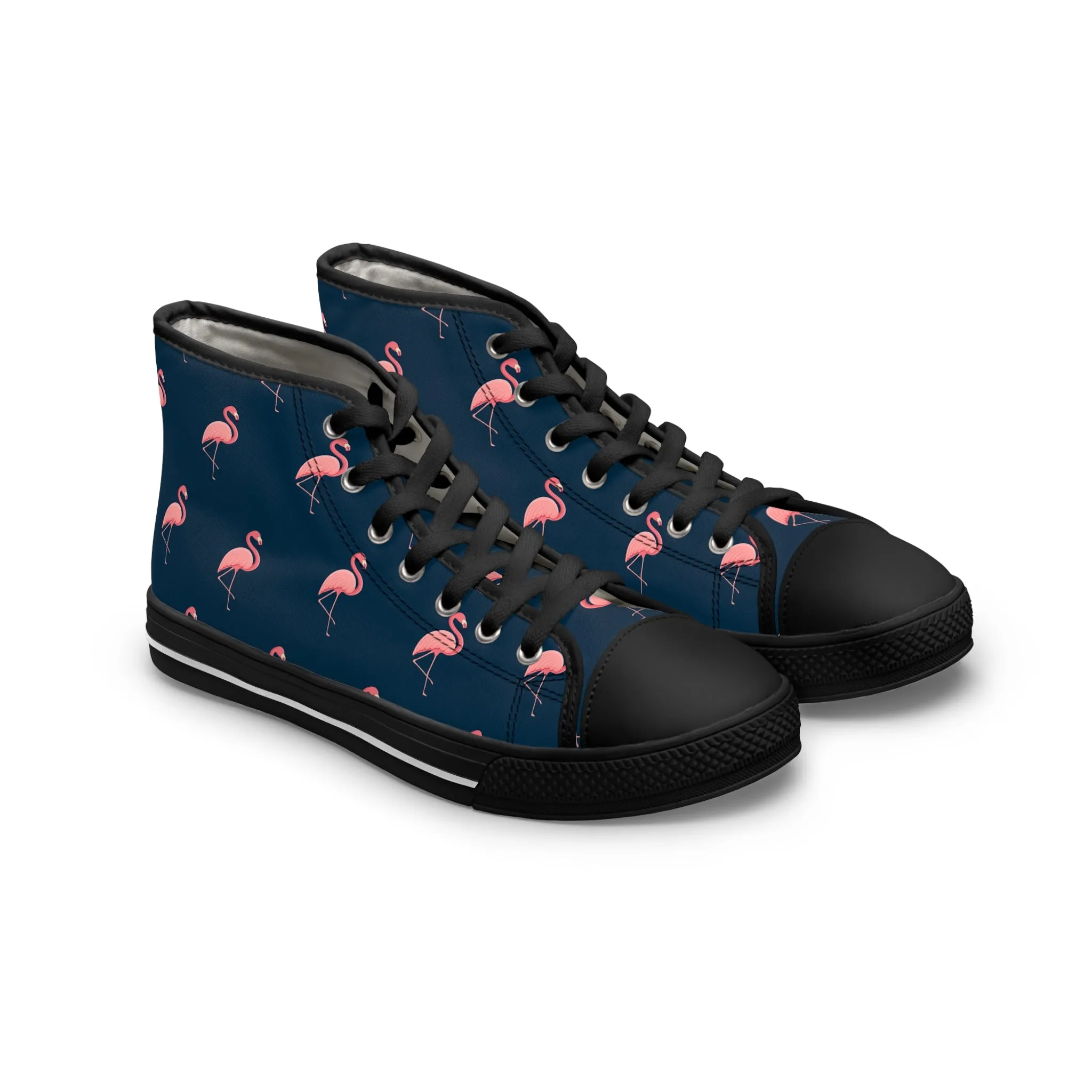 Flamingo Blue Background Women's High Top Sneakers