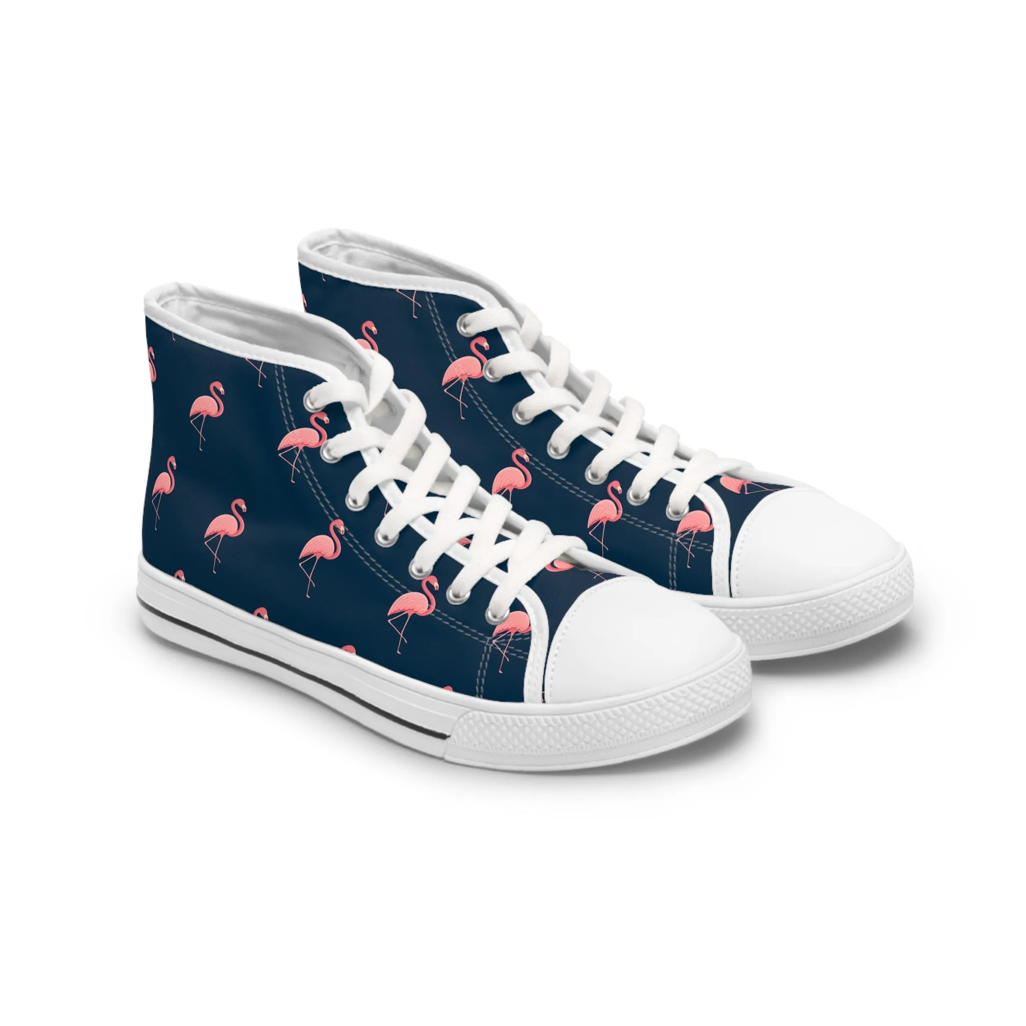 Flamingo Blue Background Women's High Top Sneakers