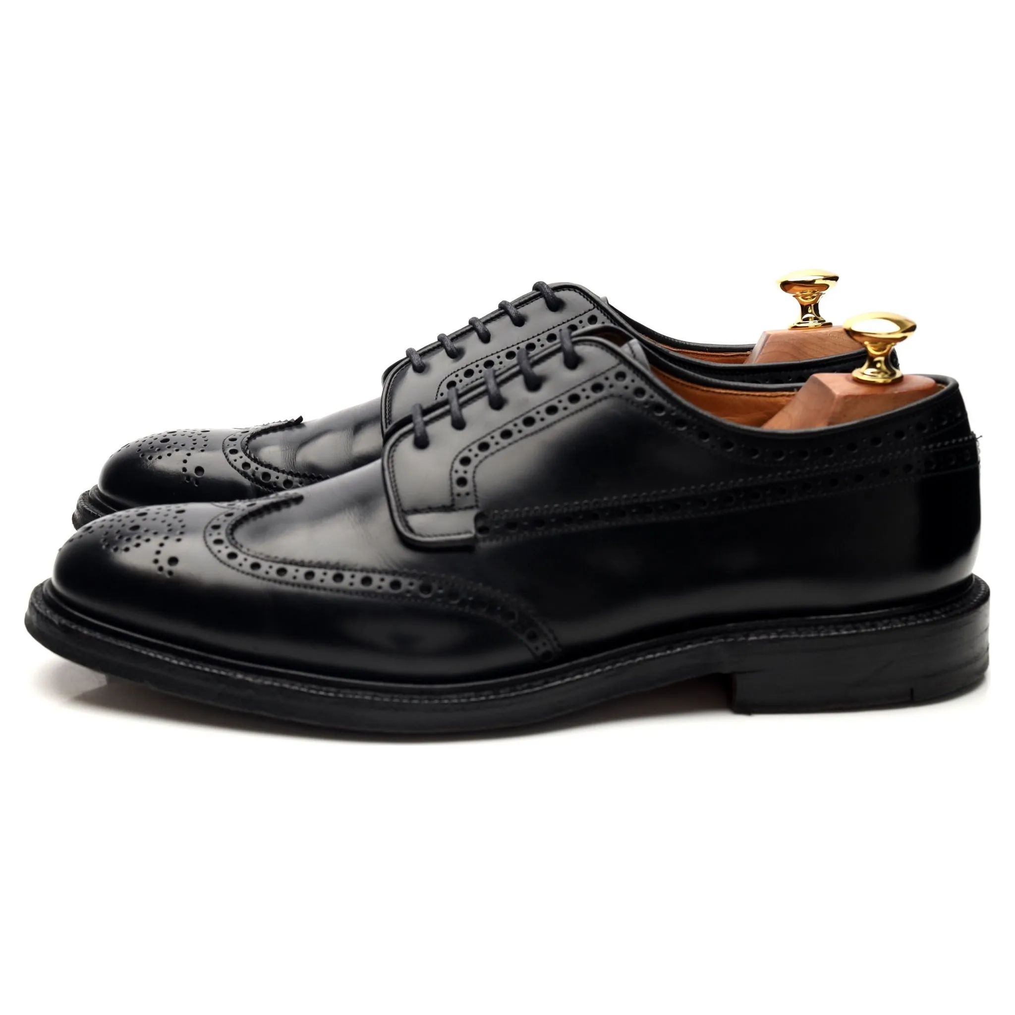 'Grafton' Black Leather Derby Brogues UK 9 G