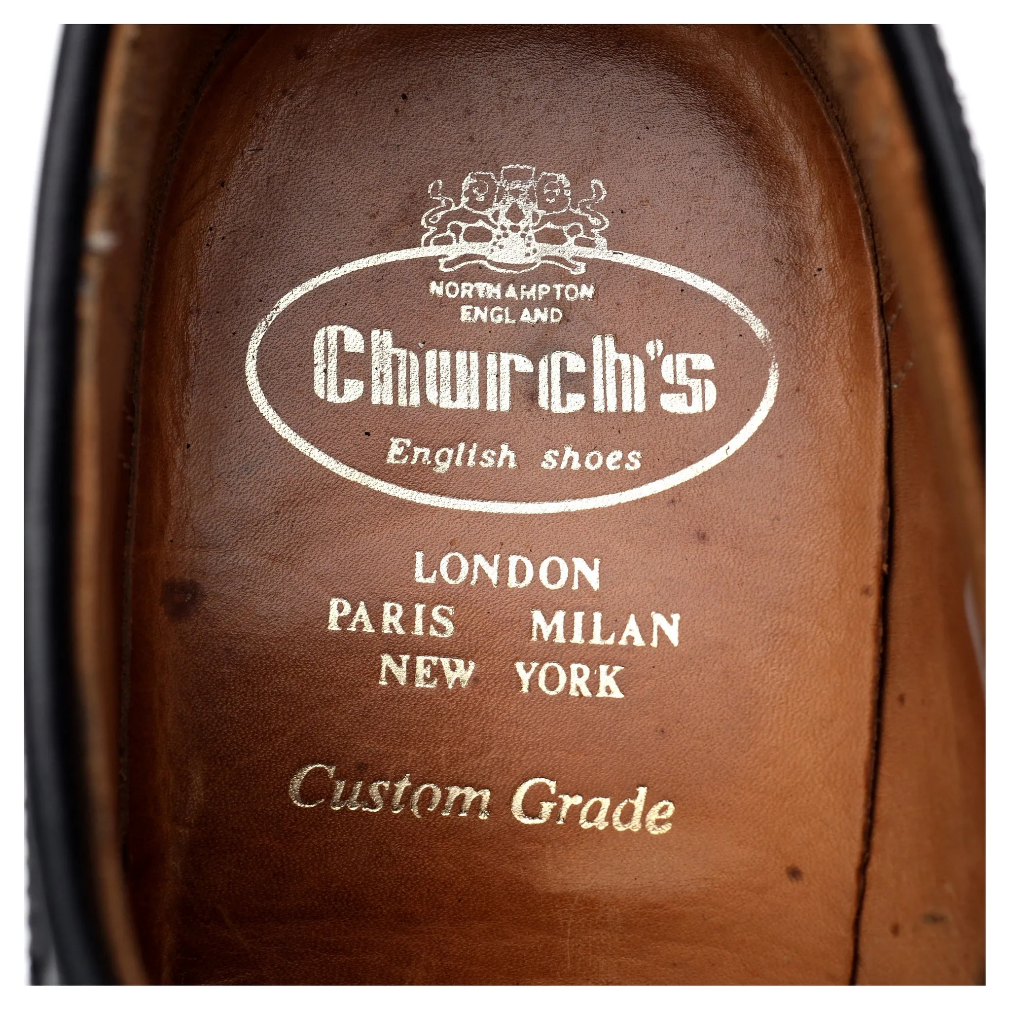 'Grafton' Black Leather Derby Brogues UK 9 G