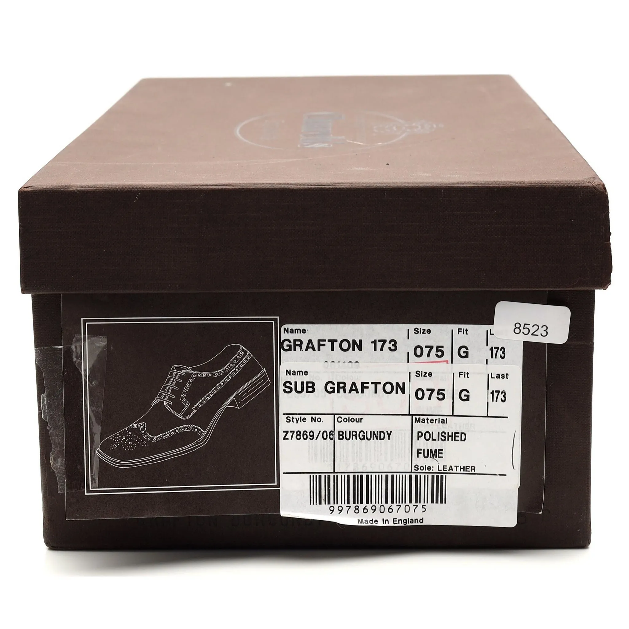 'Grafton' Burgundy Leather Derby Brogues UK 7.5 G