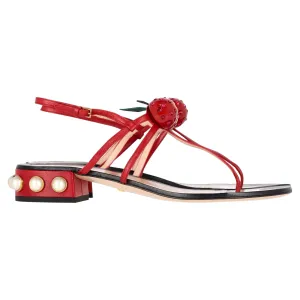 Gucci Hatsumomo Cherry Thong Sandals in Red Leather
