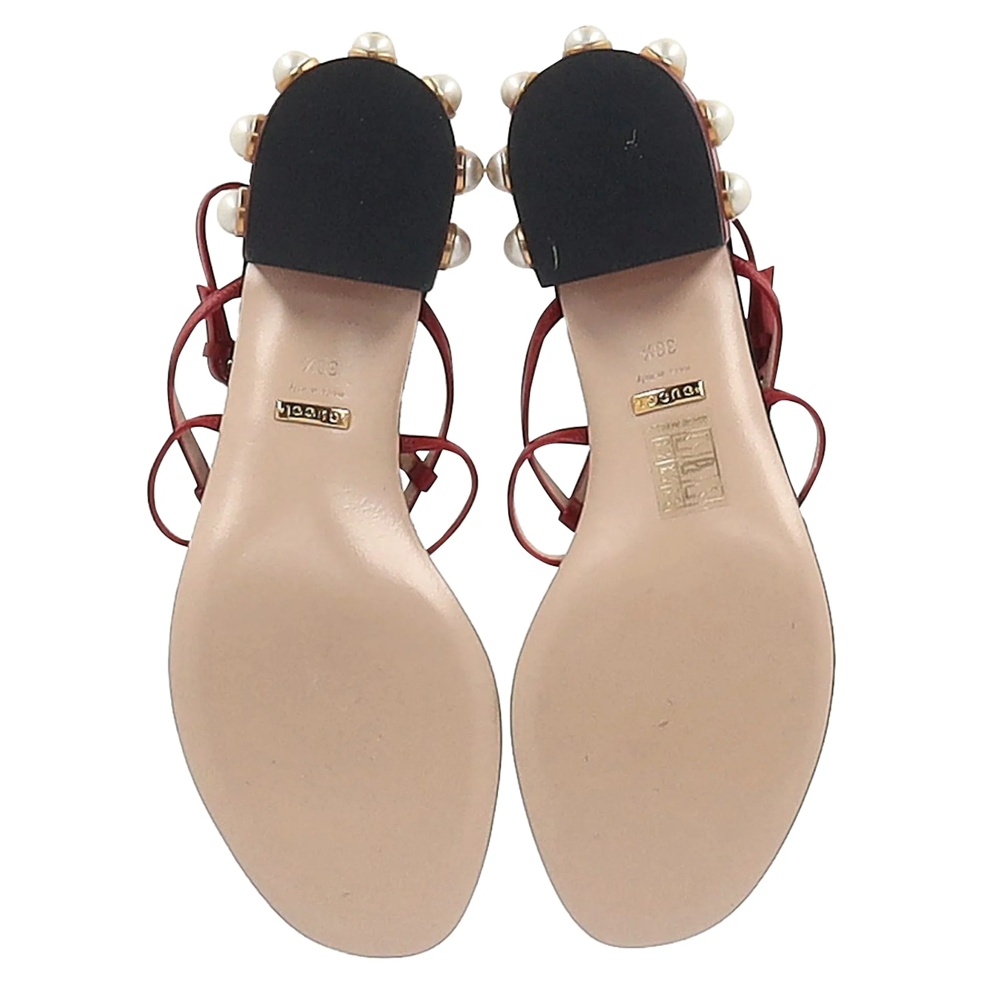 Gucci Hatsumomo Cherry Thong Sandals in Red Leather