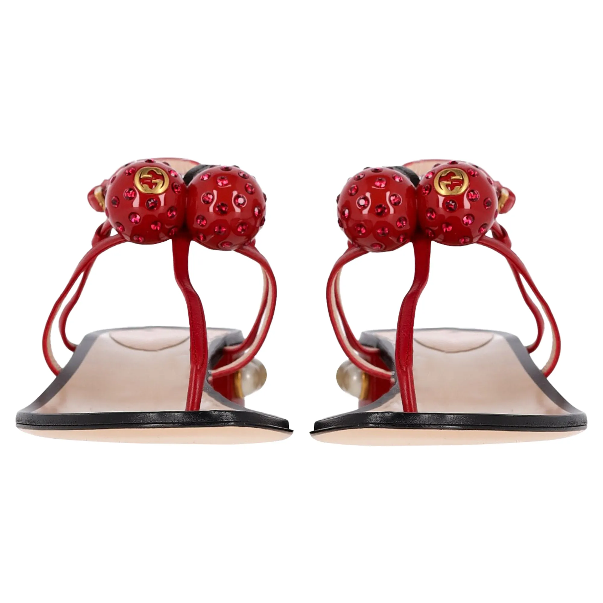 Gucci Hatsumomo Cherry Thong Sandals in Red Leather