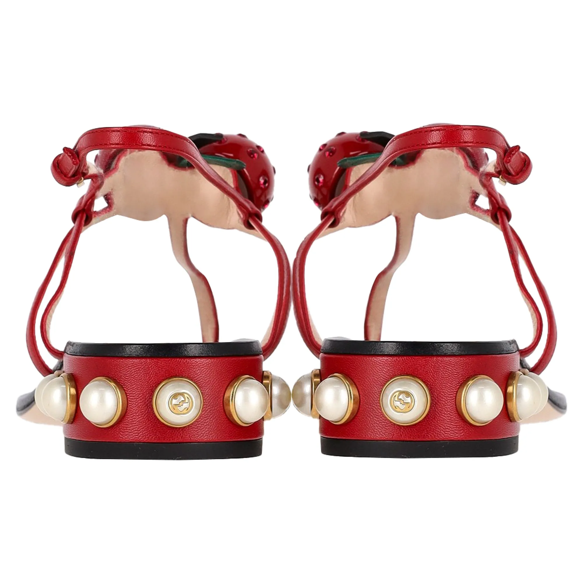 Gucci Hatsumomo Cherry Thong Sandals in Red Leather