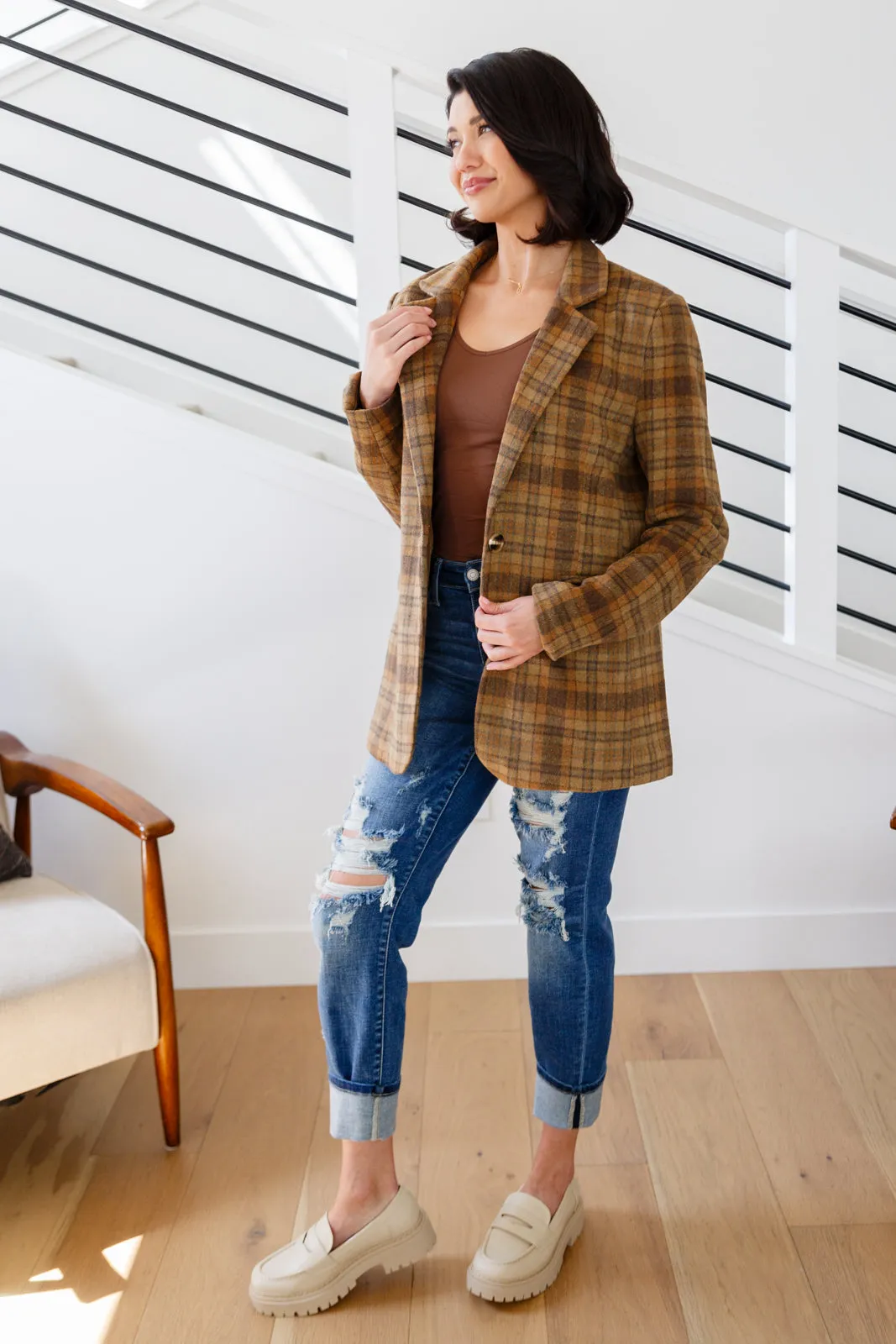 Haptics-World Class Plaid Blazer