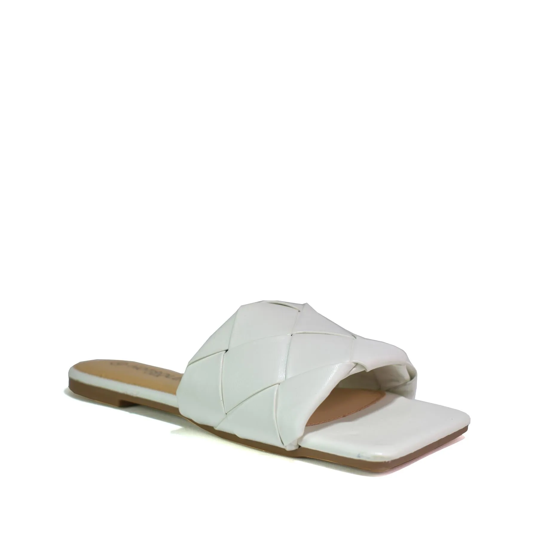 Hot Soles London Open Toe Flats White