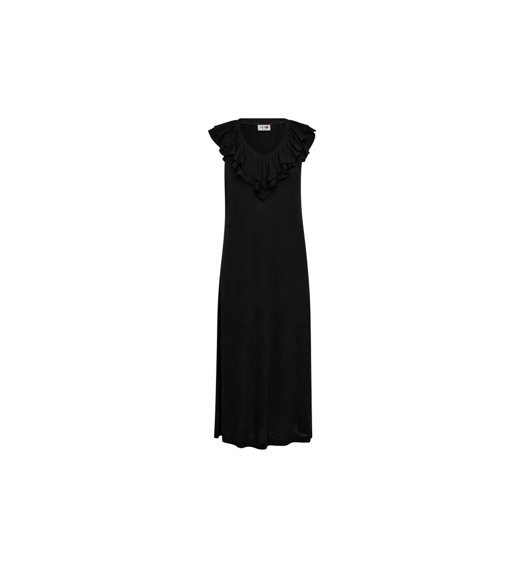Idris Flounce Dress Black