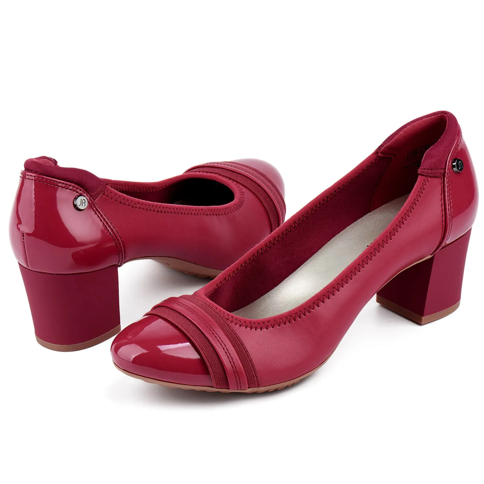 JENN ARDOR Women Round Toe Low Heels Chunky Pumps