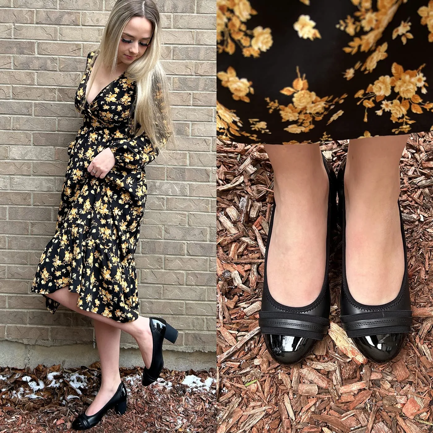 JENN ARDOR Women Round Toe Low Heels Chunky Pumps