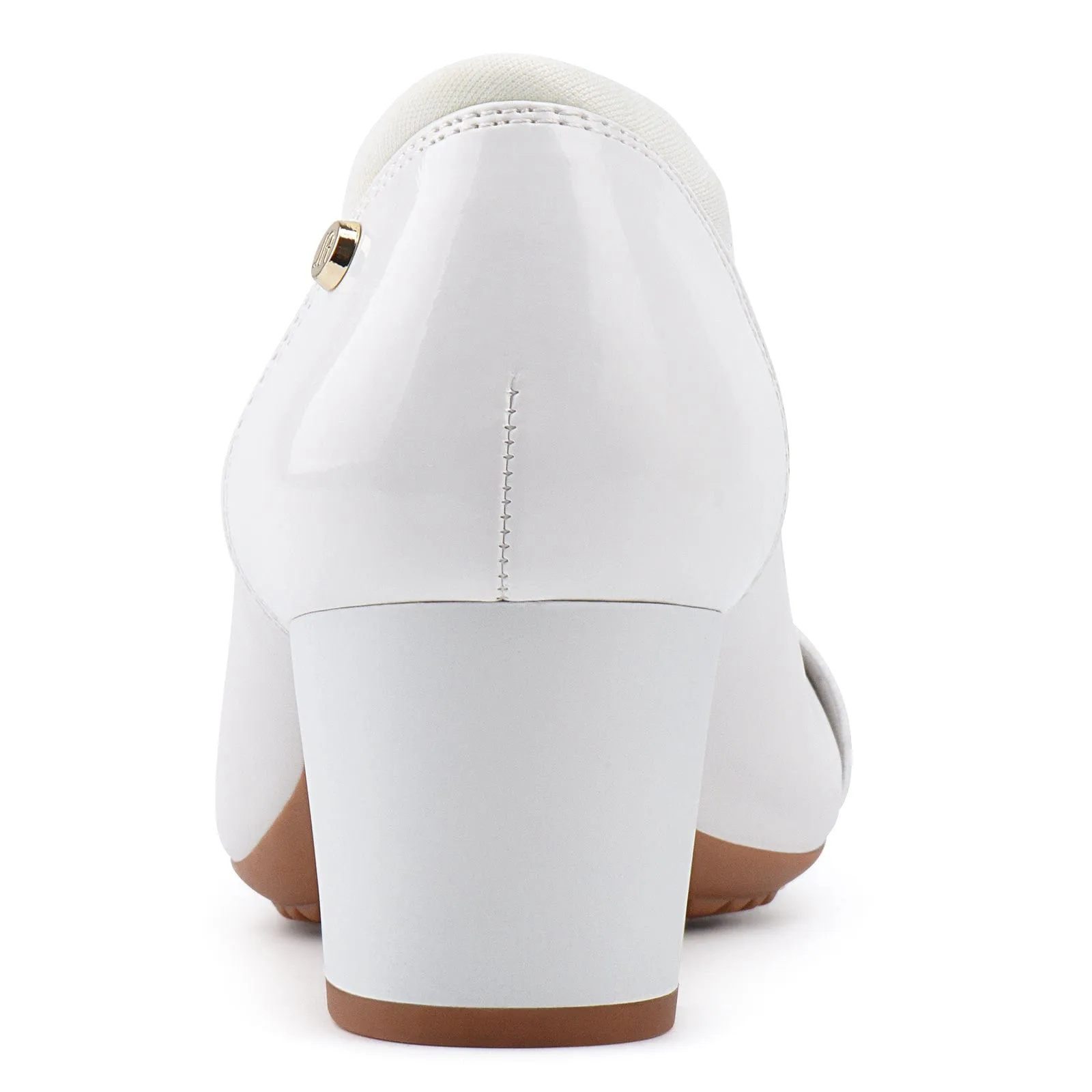 JENN ARDOR Women Round Toe Low Heels Chunky Pumps