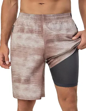 Little Donkey Andy Men's Quick Dry Swim Trunks 9 Inch Stretch Board Shorts with Compression Liner for Beach Sports Casual