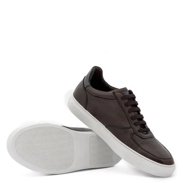 Men Solid Lace-Up Leather Sneakers