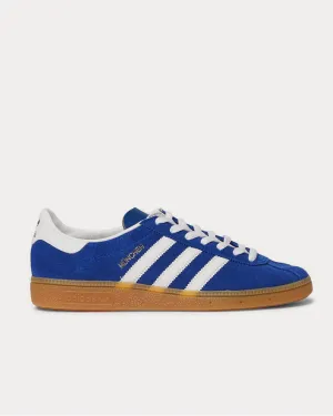 München Leather-Trimmed Brushed-Suede  Blue low top sneakers