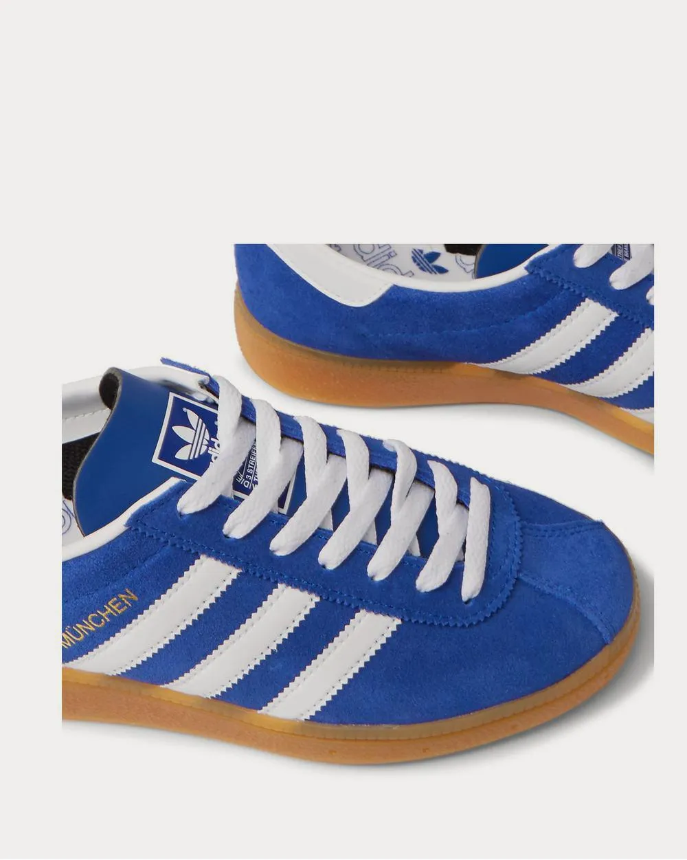 München Leather-Trimmed Brushed-Suede  Blue low top sneakers