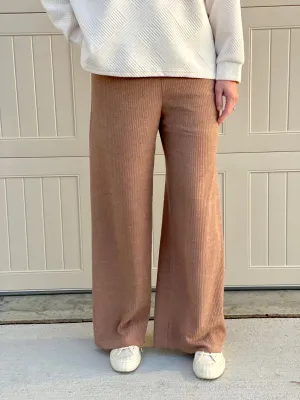 Mocha Ribbed Knit Pants