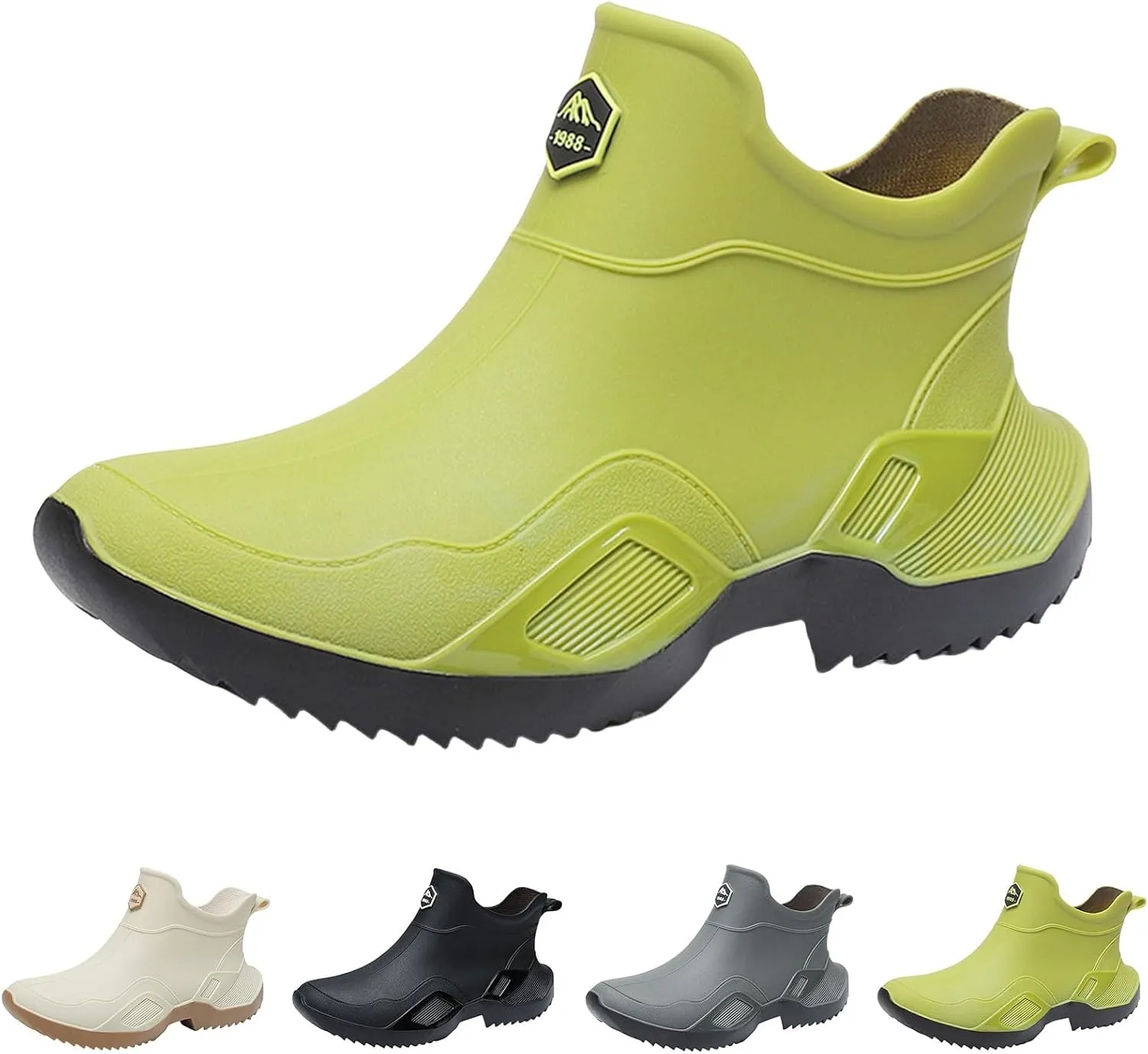 Short Rain Boots for Men Non Slip Garden Shoes Comfortable Lightweight Ankle Rain Boots Slip On Fishing Boots