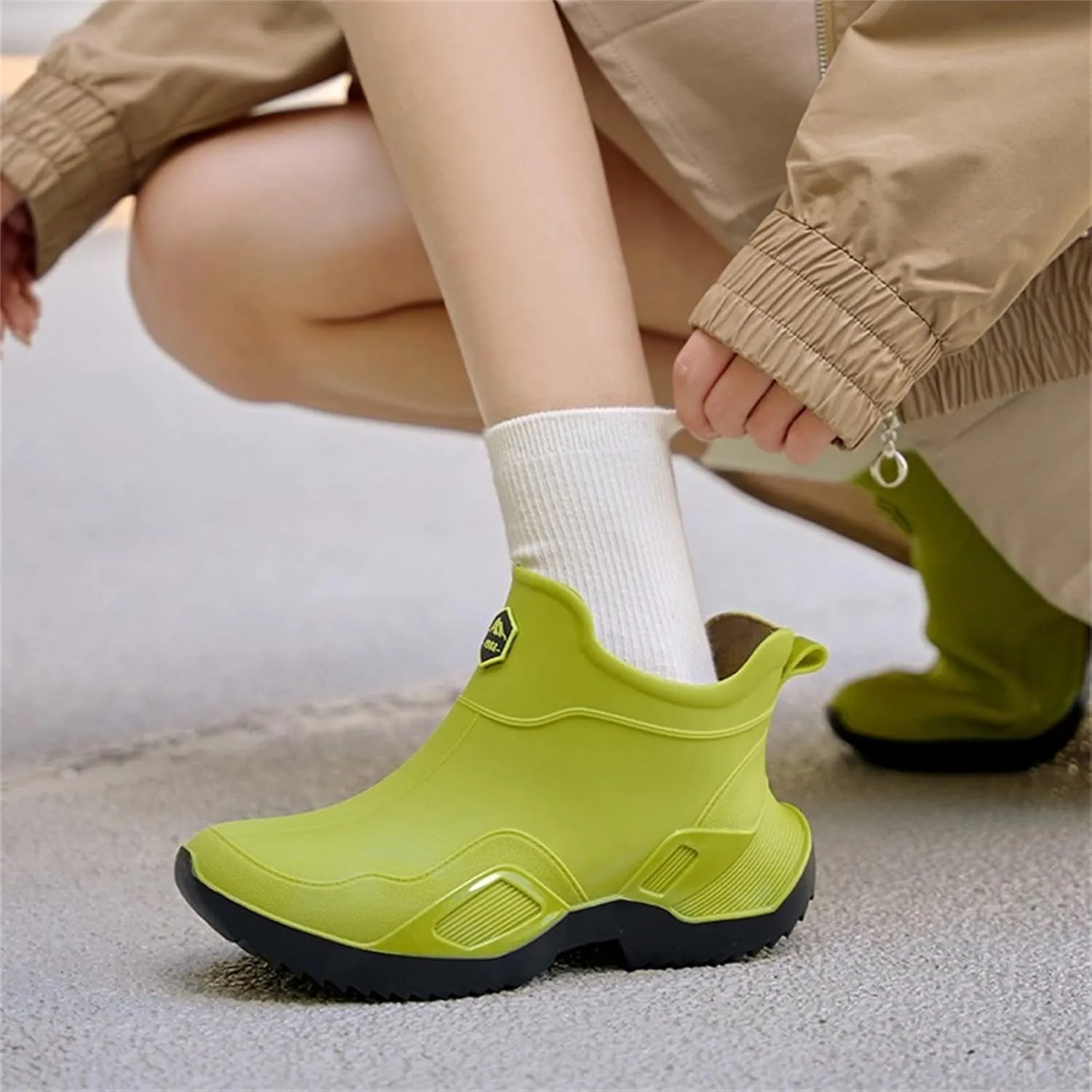 Short Rain Boots for Men Non Slip Garden Shoes Comfortable Lightweight Ankle Rain Boots Slip On Fishing Boots