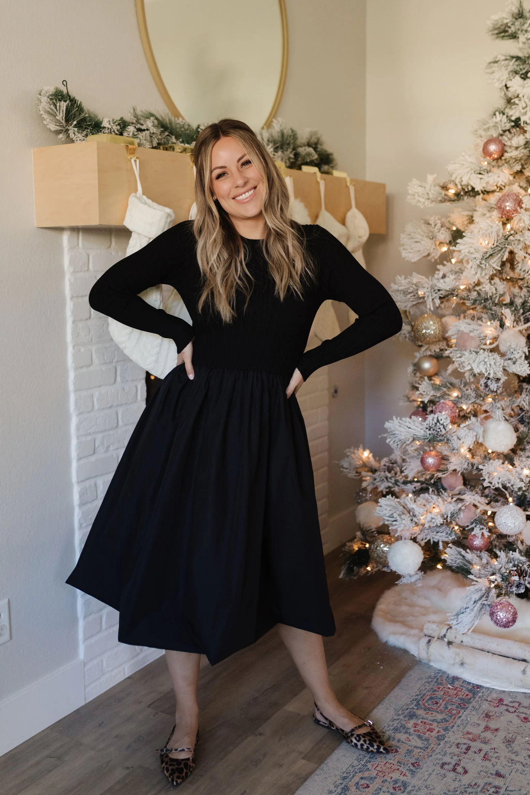 THE BELLAMY BUBBLE MIDI DRESS IN BLACK