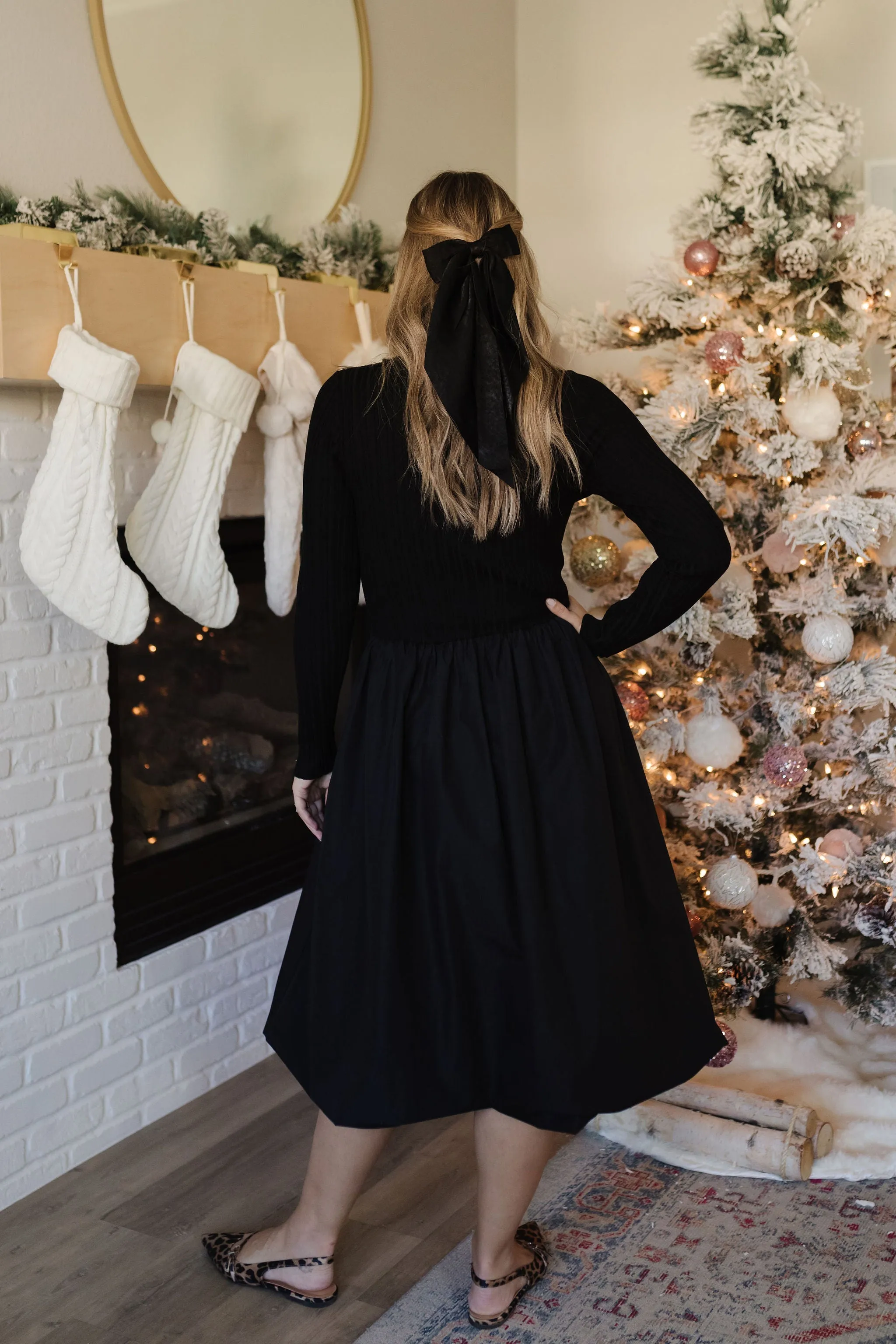 THE BELLAMY BUBBLE MIDI DRESS IN BLACK