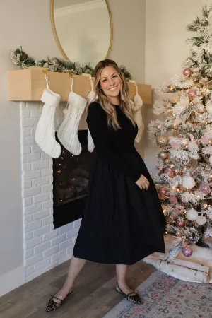 THE BELLAMY BUBBLE MIDI DRESS IN BLACK