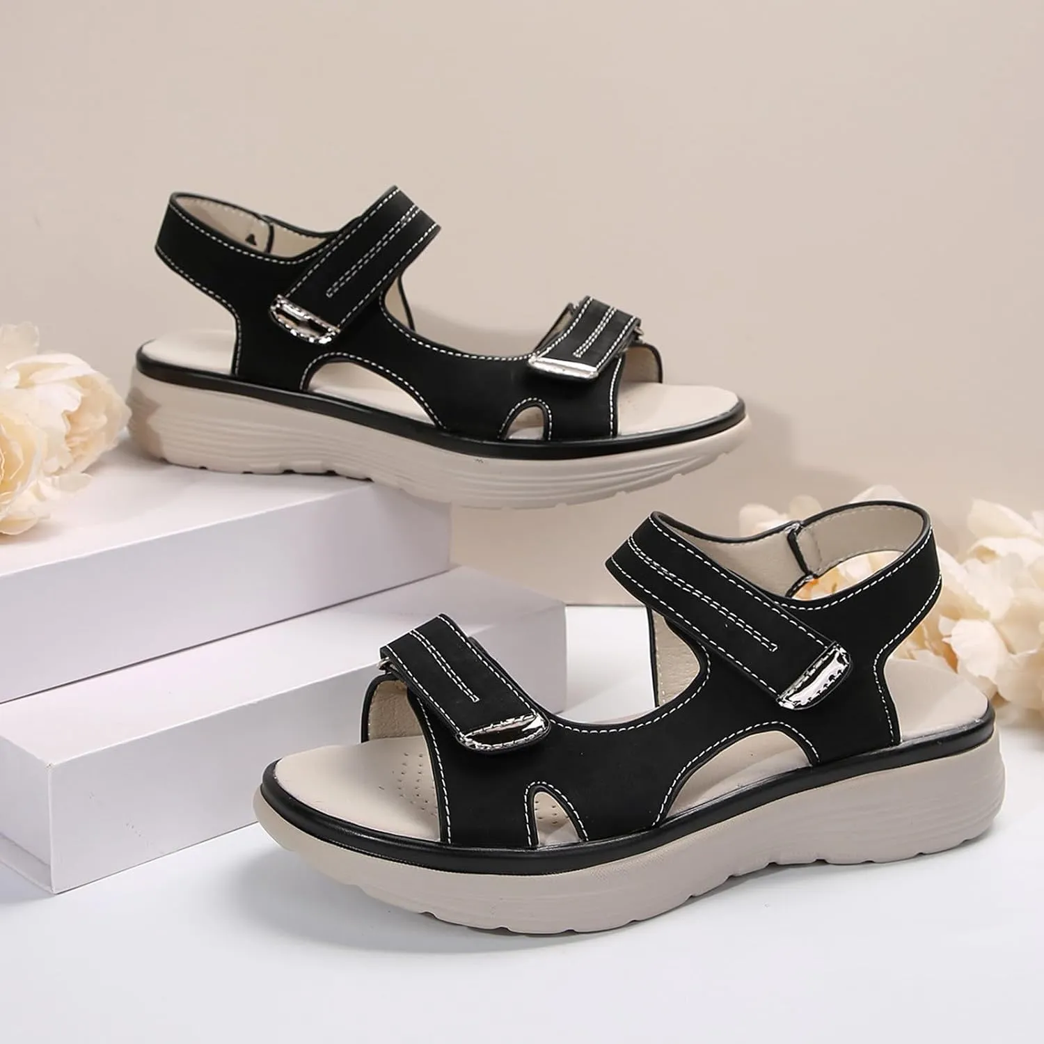 Women's Orthopedic Sport Sandals Shoes with Soft Cushion Foam Wide Fit Dress Comfy Orthotic Recovery Athletic Travel Summer Sandal Dressy Back Strap Walking Sandals with Arch Support