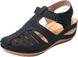 Women's Wedge Sandals Summer Closed Toe Sandals for Women Platform Dressy Wedge Sandal Fisherman Comfortable Hollow Out Sandal Orthopedic Arch Support Non-Slip Adjustable Strap Retro Shoes