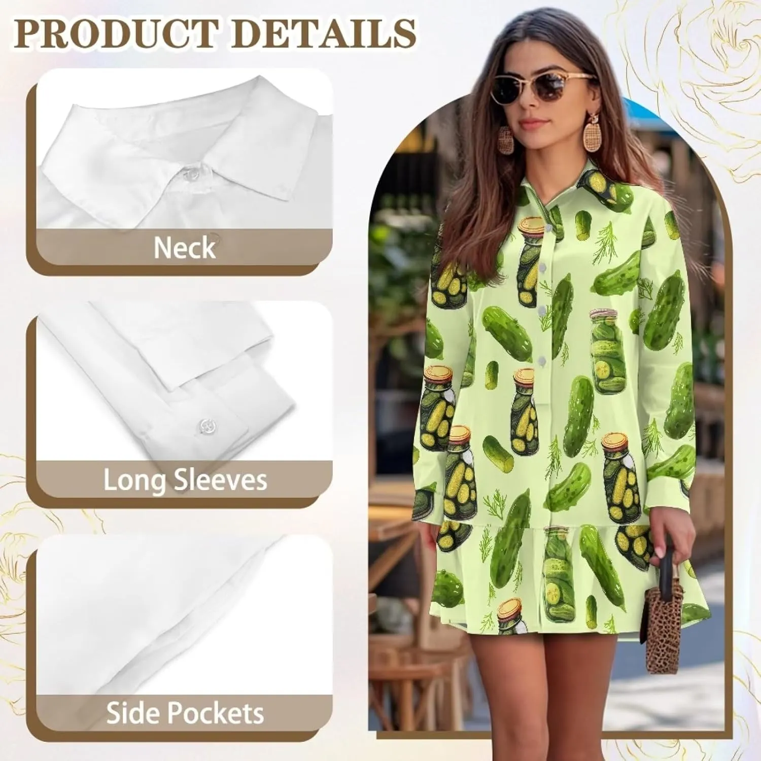 Youngerbaby Shirt Dresses for Women Long Sleeve Mini Dresses with Pockets Ruffee Hem Dresses S-2XL