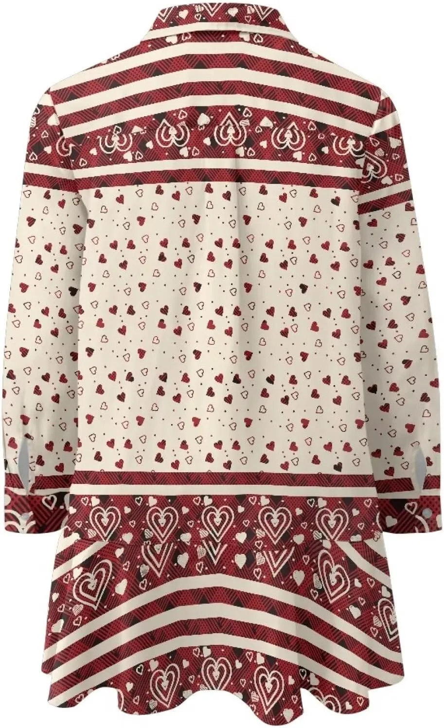 Youngerbaby Valentine's Day Shirt Dresses for Woman Ruffle Hem Dresses with Pockets Long Sleeve Mini Dress S-2XL
