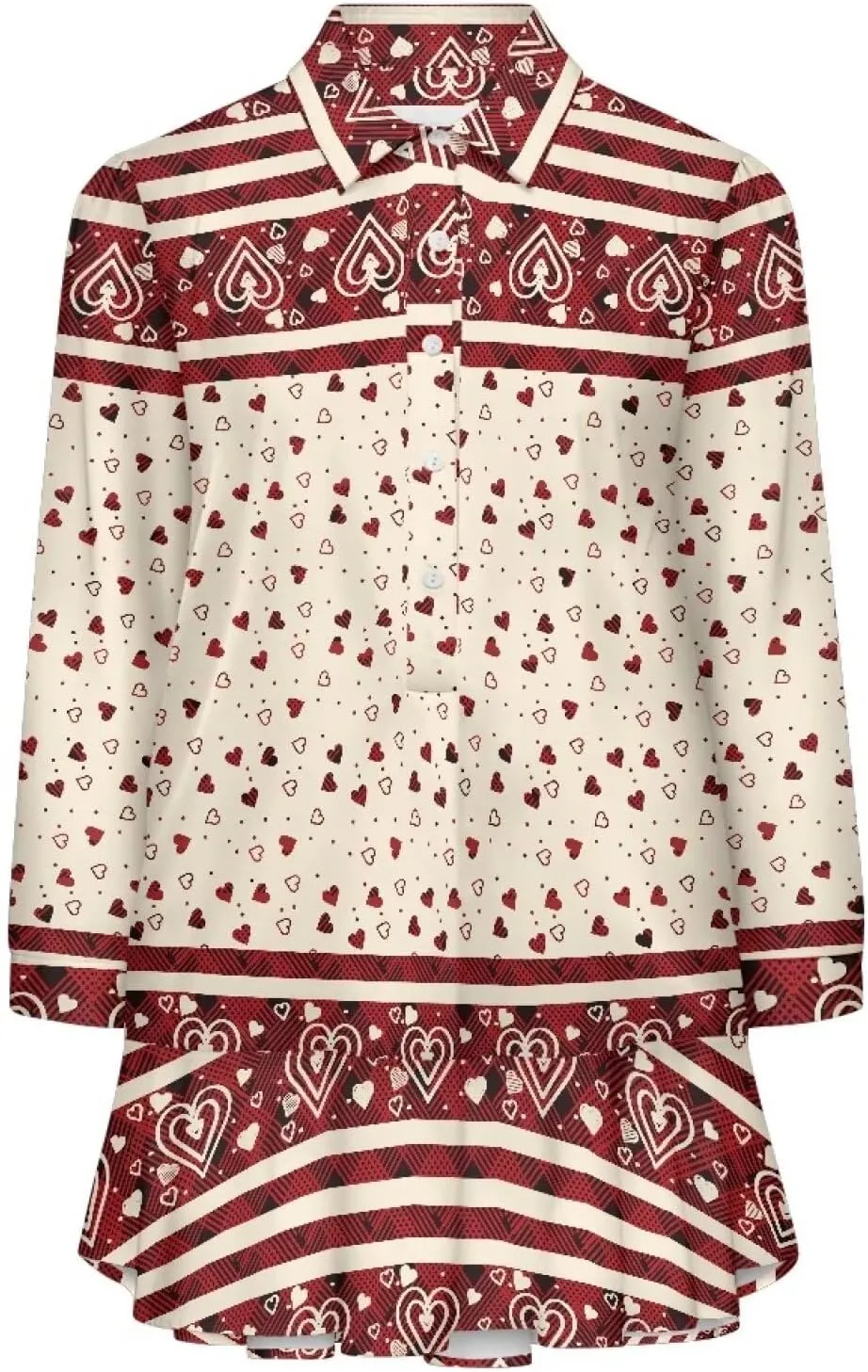 Youngerbaby Valentine's Day Shirt Dresses for Woman Ruffle Hem Dresses with Pockets Long Sleeve Mini Dress S-2XL
