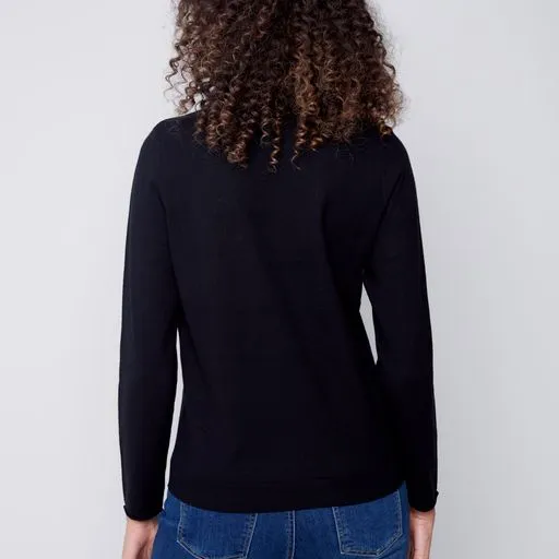 Zipper Detail Crew Neck Sweater